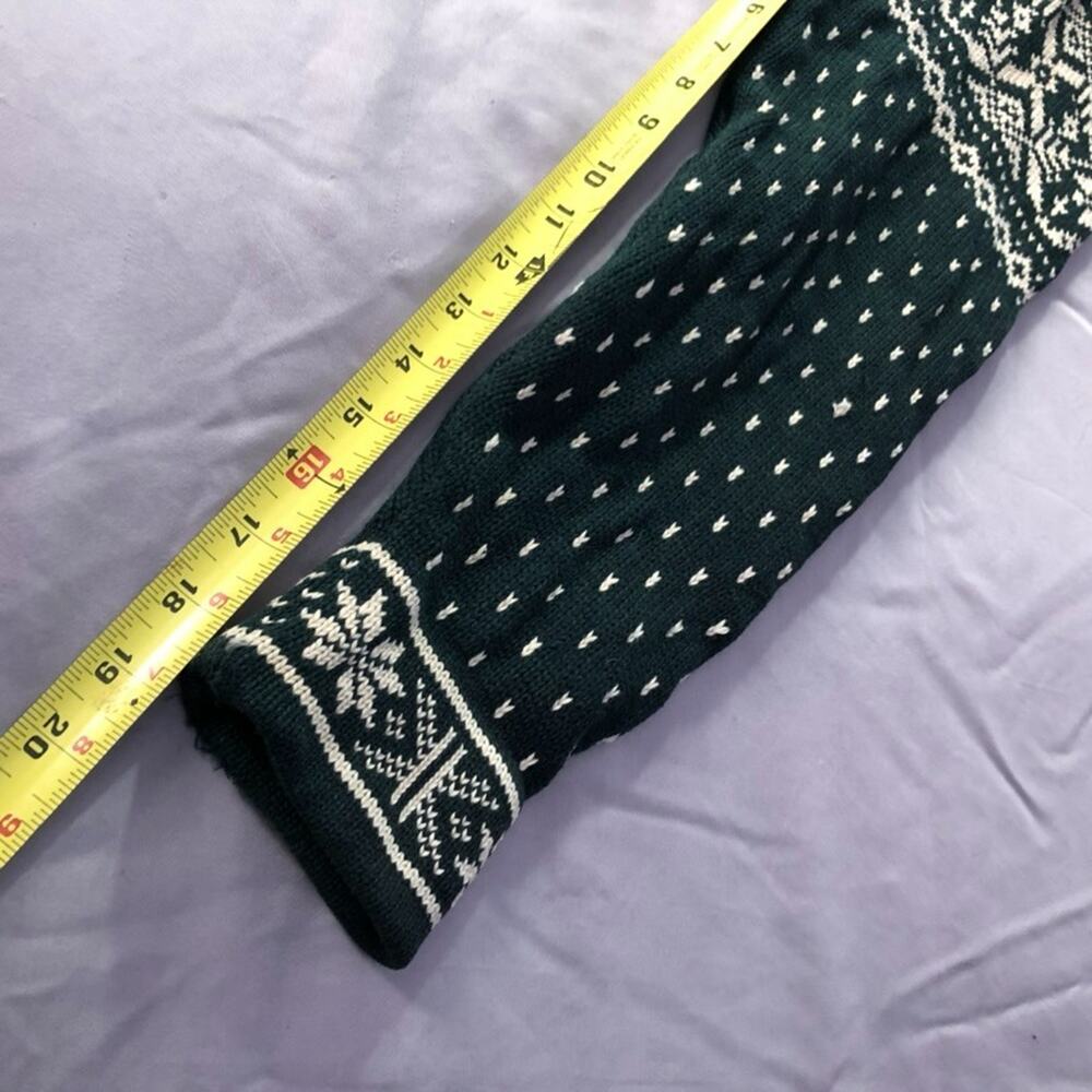 Vintage Nordic Snowflake 1/4 Zip Pullover Sweater Land's End Large Forest Green - Picture 4 of 9